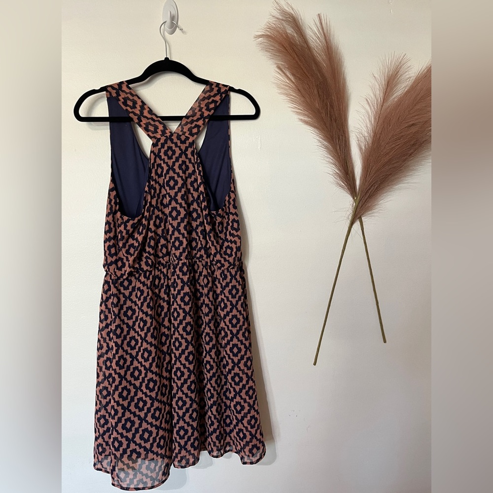 Black Rainn Dress from kohl’s , Size L, Geometric Print, Blue & CopperStone